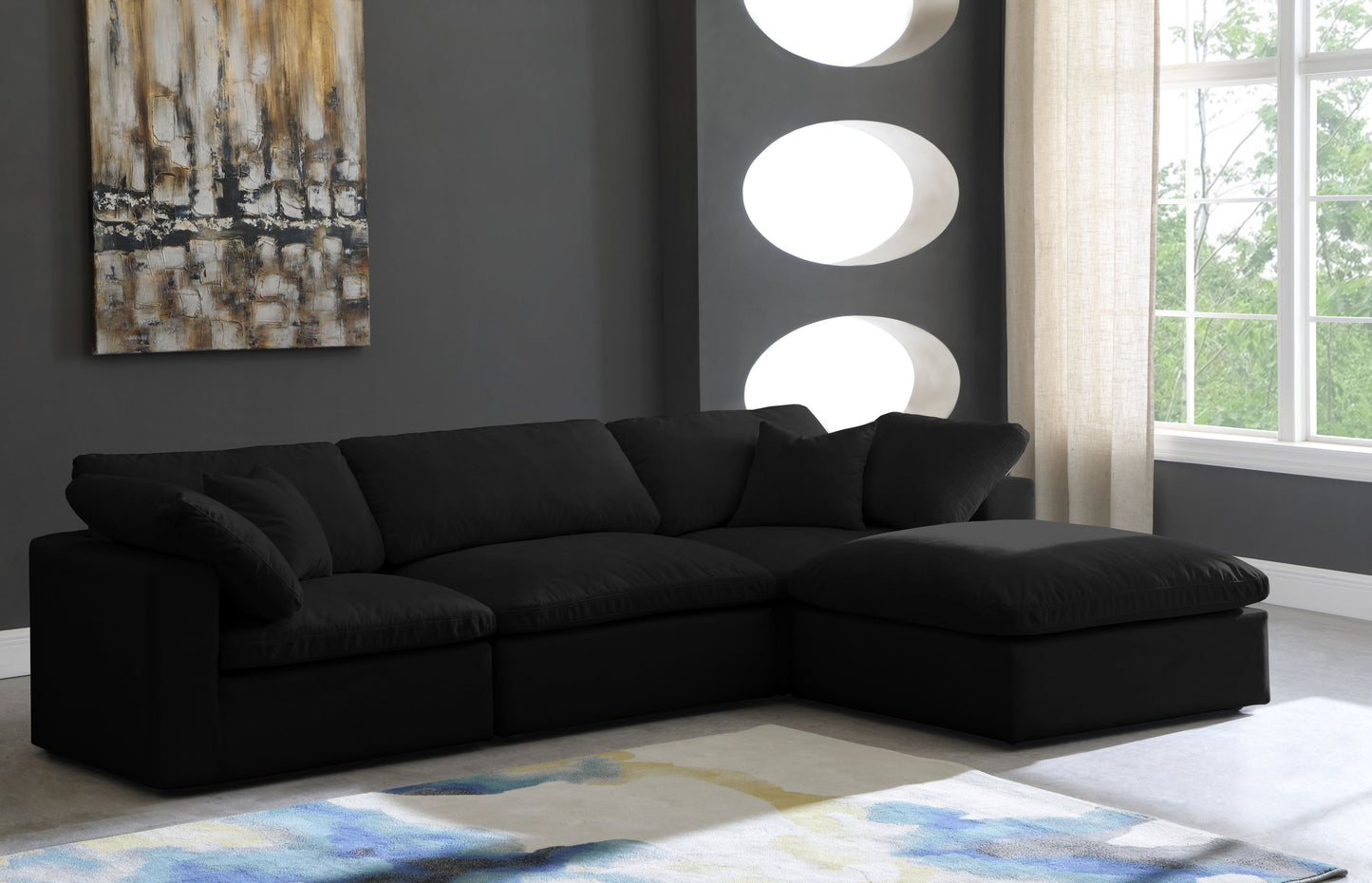 Cozy - Modular Sectional 4 Piece Cloud - Black