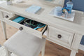Robbinsdale - Mirrored Vanity With Stool - Antique White