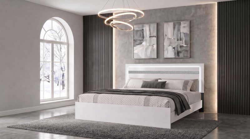 Viana Touch-Control LED Eastern King Platform Bed White High Gloss