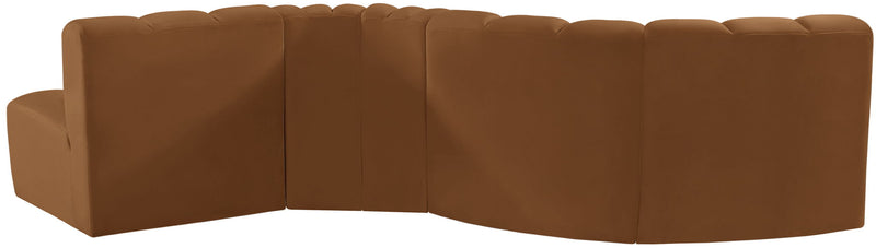 Arc - Velvet 5 Piece Modular Sofa - Saddle