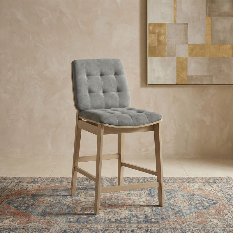 Redbridge Upholstered Counter Chair Grey and Natural Oak (Set of 2)