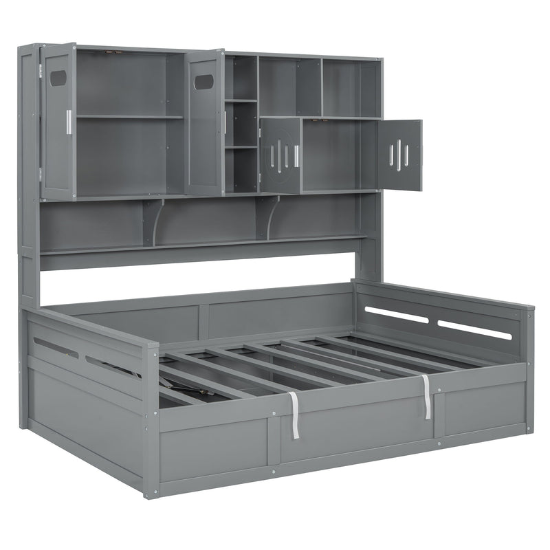 Daybed With All-In-One Cabinet And Shelf