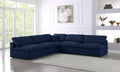 Serene - Linen Textured Fabric Deluxe Comfort 5 Piece Modular Sectional - Navy - Fabric