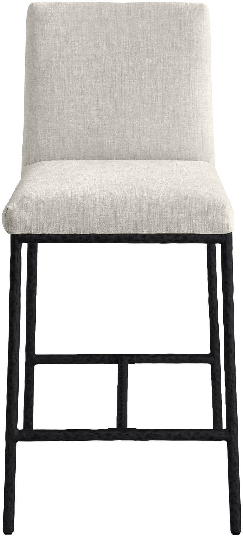 Reeves - Chenille Fabric Upholstered Counter Stool (Set of 2) - Black Base