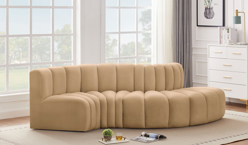 Arc - Velvet 4 Piece L-Shaped Modular Sofa