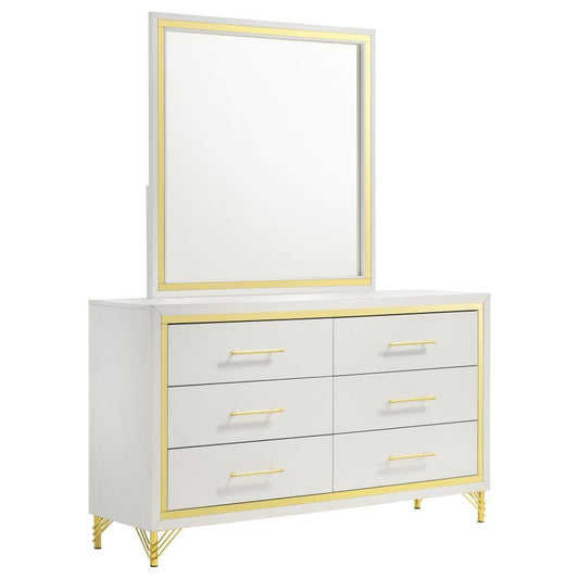 Lucia - 6-Drawer Dresser With Mirror - White