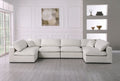 Serene - Linen Textured Fabric Deluxe Comfort Modular Sectional 6 Piece - Cream - Fabric