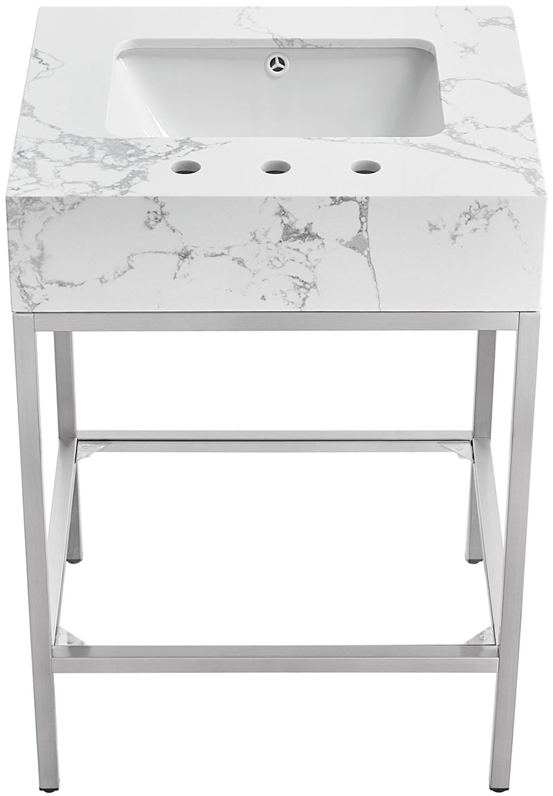 Marmo - Engineered Marble Bathroom Vanity With Chrome Base