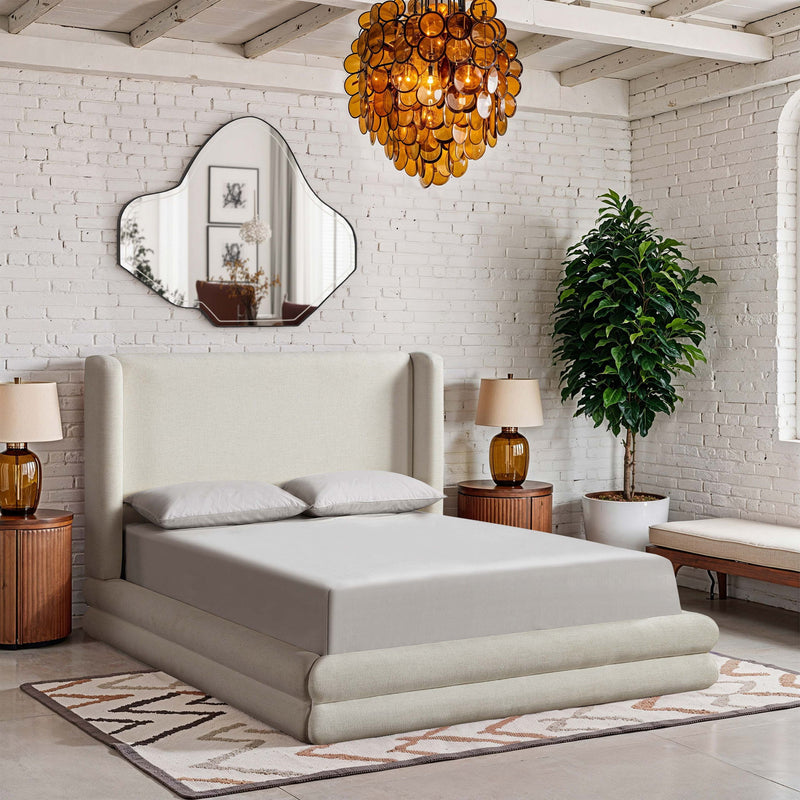 Chandra - Linen Textured Fabric Upholstered Bed