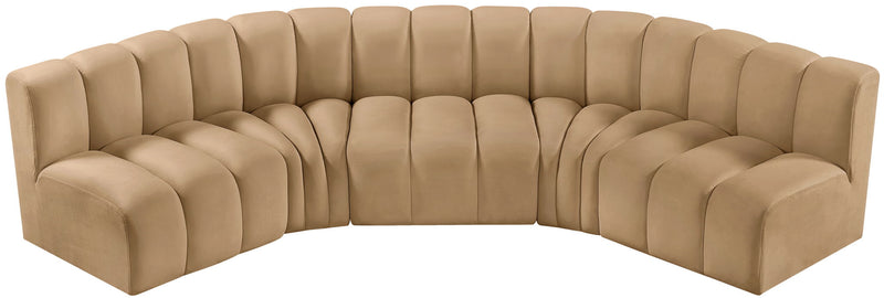 Arc - Velvet 5 Piece U-Shaped Modular Sofa