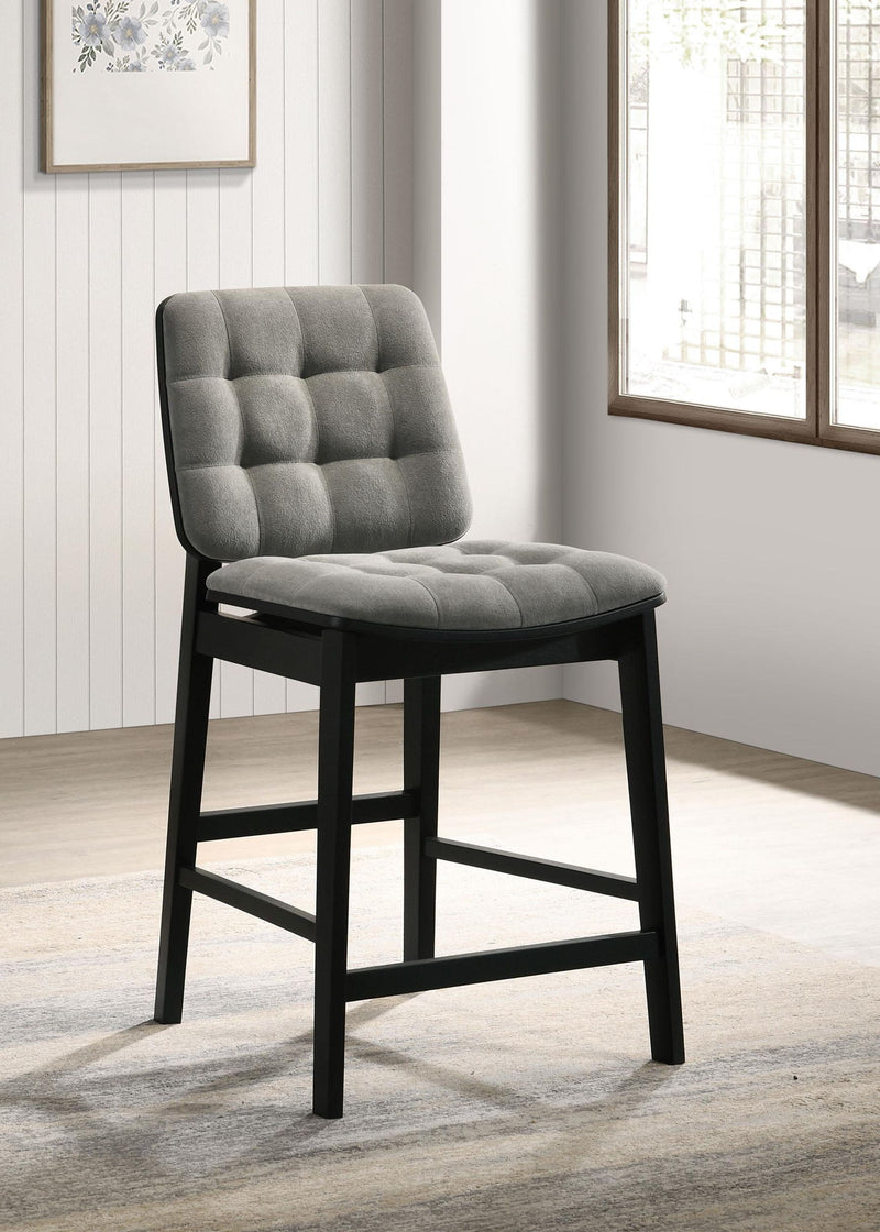 Redbridge Velvet Upholstered Counter Chair Grey and Black (Set of 2)