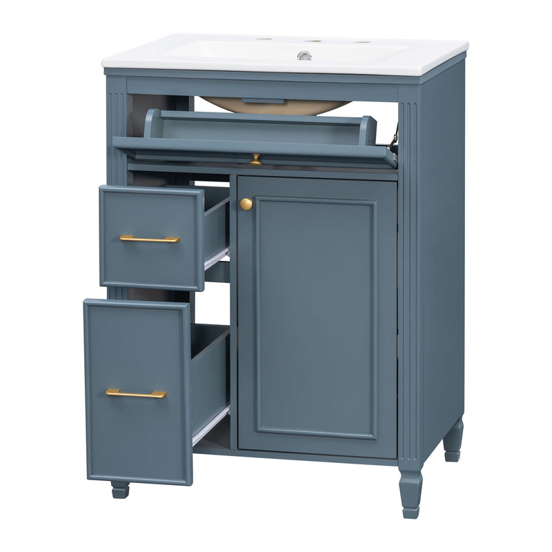 Freestanding Bathroom Vanity With Sink, Soft Close Door, Tip Out Drawer