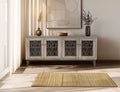 Forest - 4 Glass Door Console - Ivory White & Brown