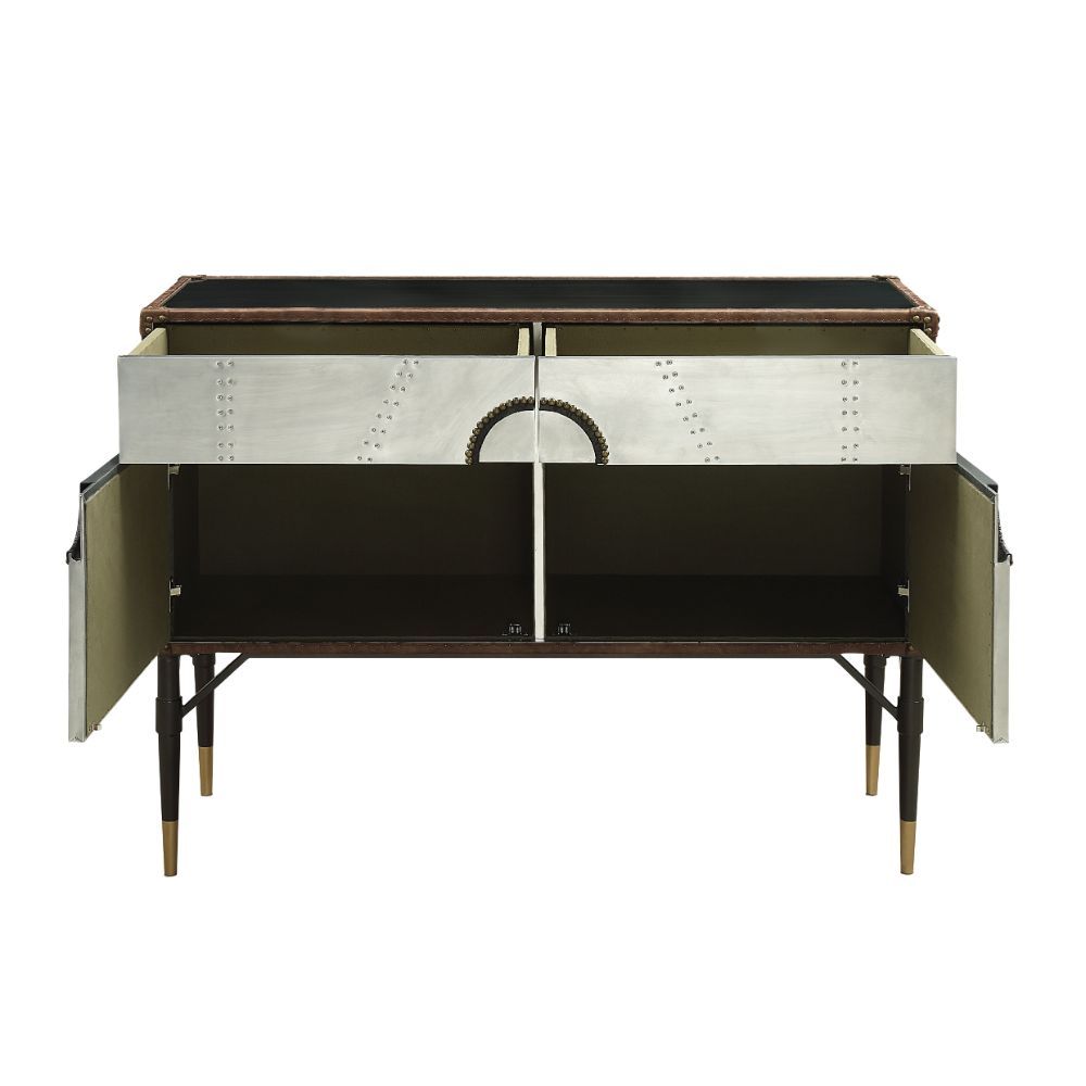 Brancaster - Accent Table - Top Grain Leather & Aluminum