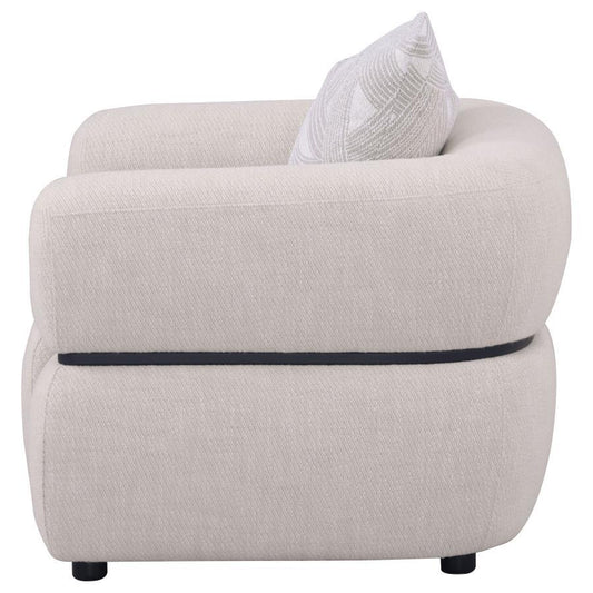 Jeanette - Fabric Upholstered Round Arm Accent Chair - Beige