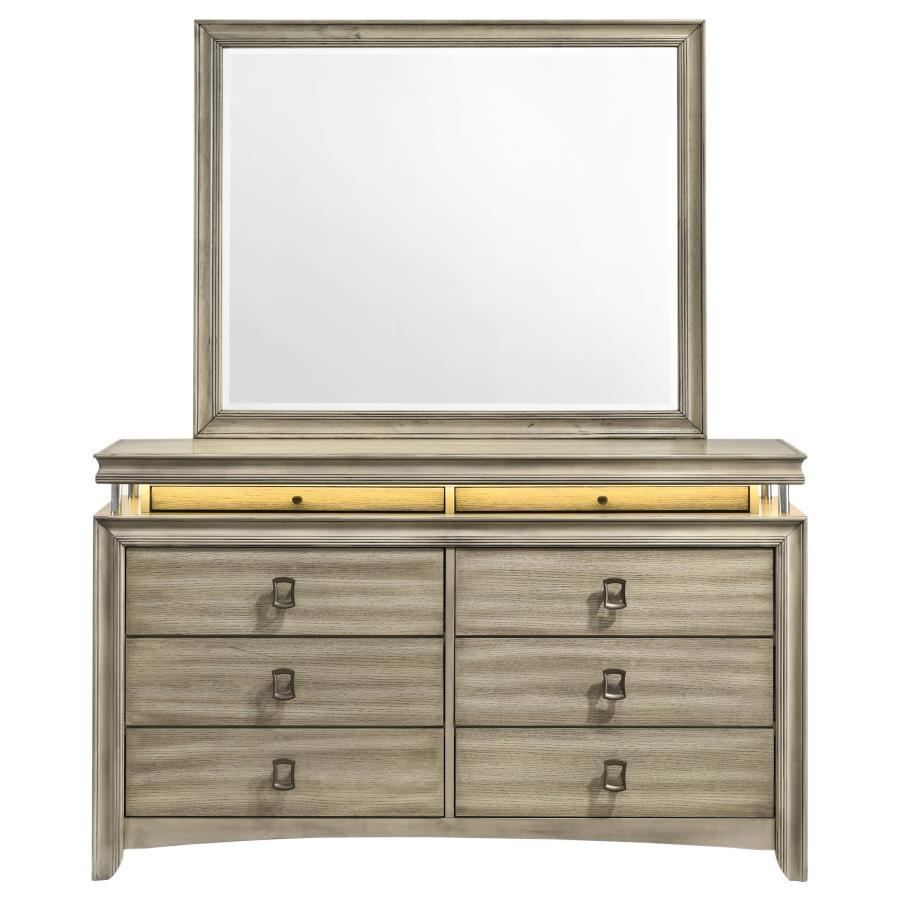 Giselle - 8-Drawer Dresser With Mirror - Rustic Beige