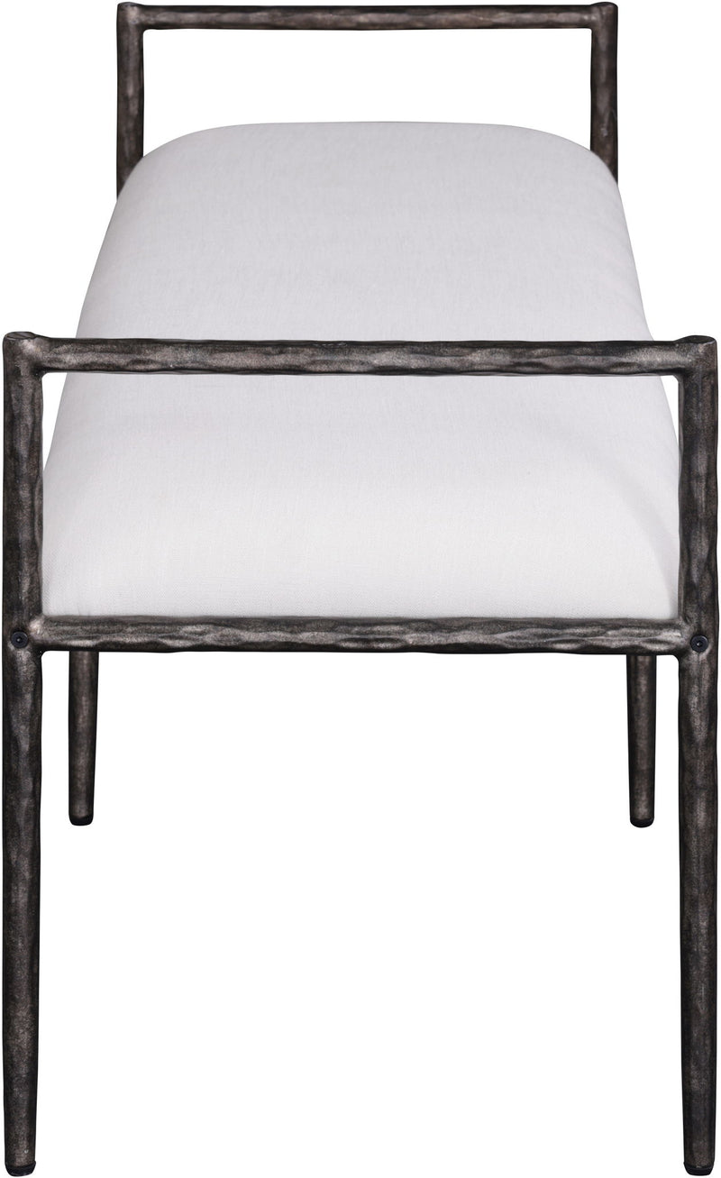 Axis - Linen Textured Cream Fabric Upholstered Bench