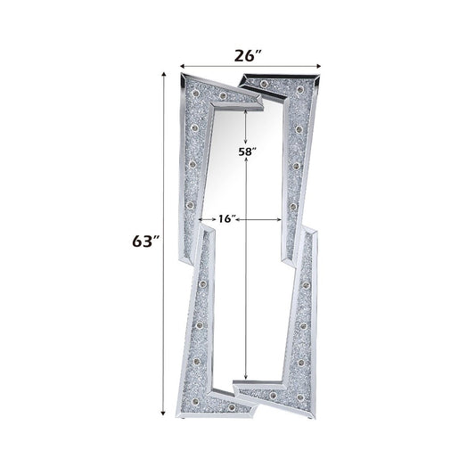 Noralie - 63" Floor Mirror - Mirrored & Faux Diamonds