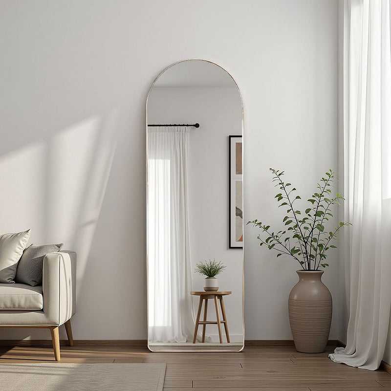 Stabler 20 x 60 Inch Metal Framed Floor Mirror Rose Gold