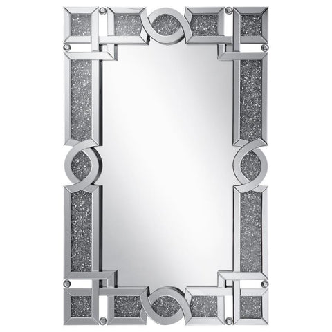 Jackie - Acrylic Crystal Frame Wall Mirror - Silver