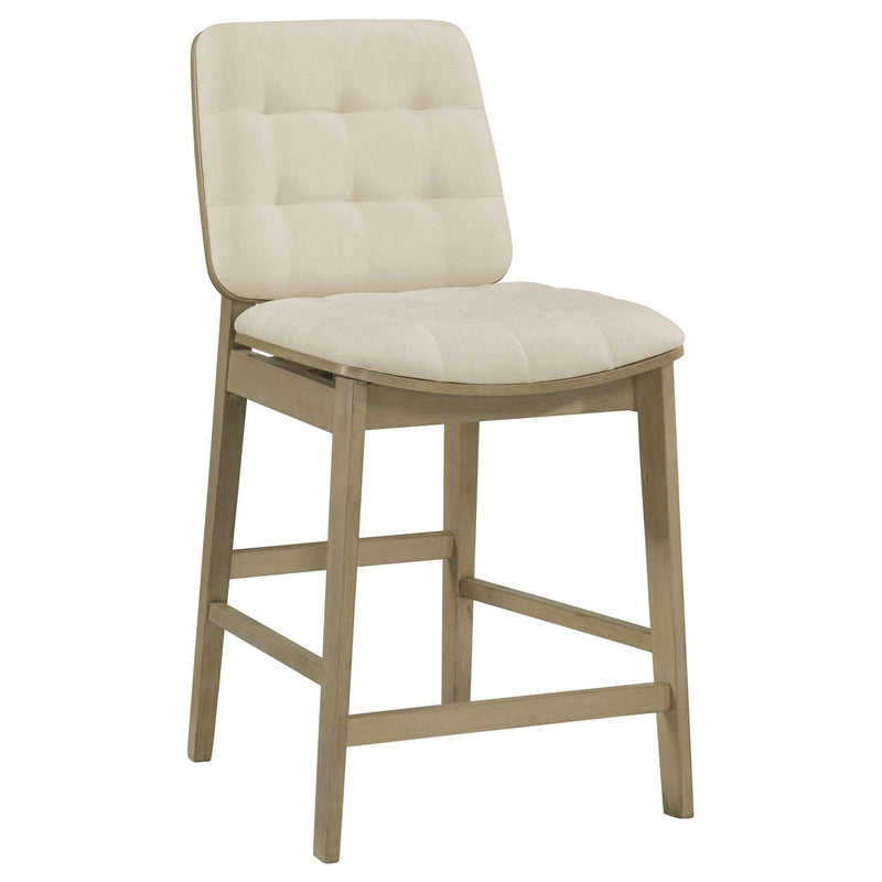 Redbridge Velvet Upholstered Counter Chair Cream and Natural Oak (Set of 2)