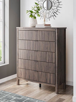 Pamytta - Brown - Five Drawer Wide Chest