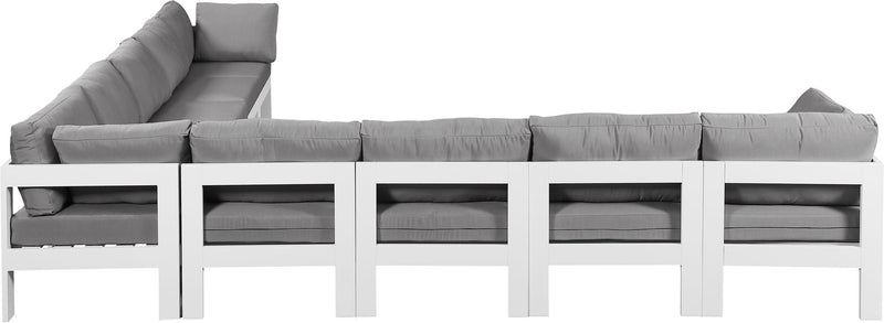 Nizuc - Outdoor Patio 9 Piece Modular Sectional With White Frame