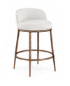 Ferro - Linen Textured Performance Fabric Upholstered Counter Stool - Cream / Brushed Bronze