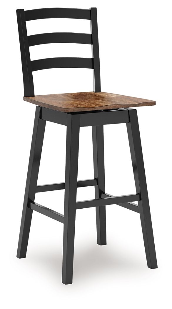 Wildenauer - Tall Swivel Barstool (Set of 2) - Brown / Black