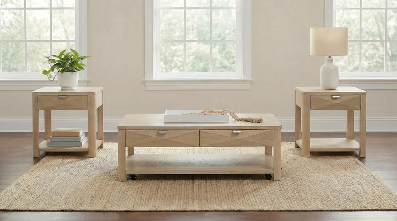 Marcelo 3-piece Coffee Table Set with Storage Light Elm