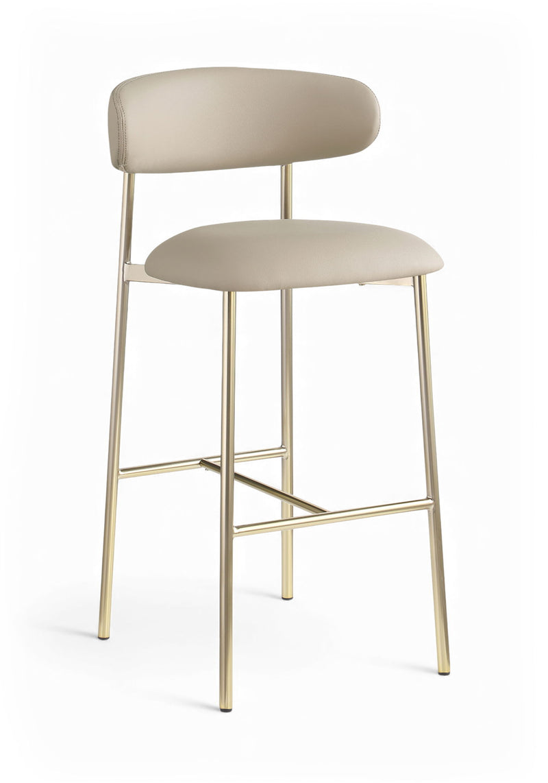 Lupita - Vegan Leather Upholstered Bar Stool With Brushed Gold Frame (Set of 2)