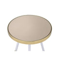 Mazon - End Table - Antique Brass/White & Smoky Mirror