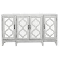 Mckellen - 4 Door Wood Trellis Accent Cabinet - Distressed White