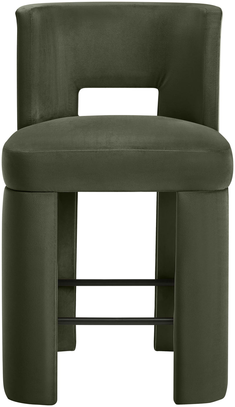 Zuno - Velvet Performance Fabric Upholstered Counter Stool (Set of 2)