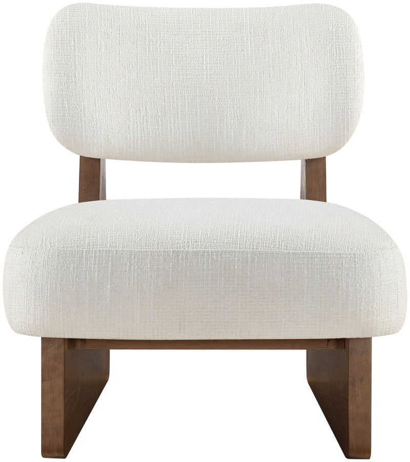 Vetra - Linen Textured Fabric Upholstered Accent Chair With Brown Base