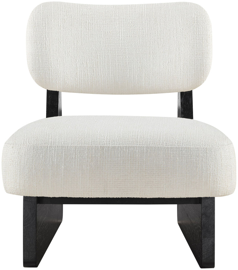 Vetra - Linen Textured Fabric Upholstered Accent Chair With Black Base