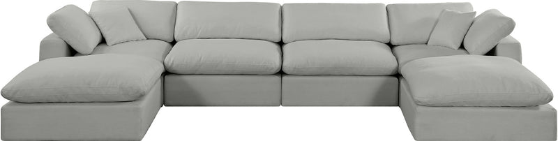 Comfy - 6 Piece Linen Modular Double Chaise Sectional