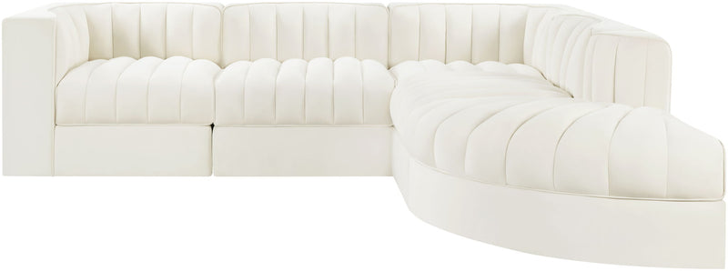 Rummi - Velvet Performance Fabric Upholstered 5 Piece Modular Sectional