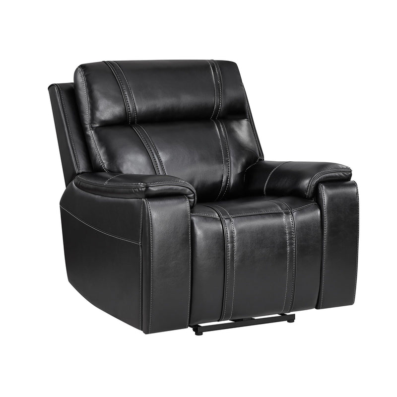 Gary - Power Recliner With Power Recline Motion, Pillow Top Arms, Hidden Cupholders - Black