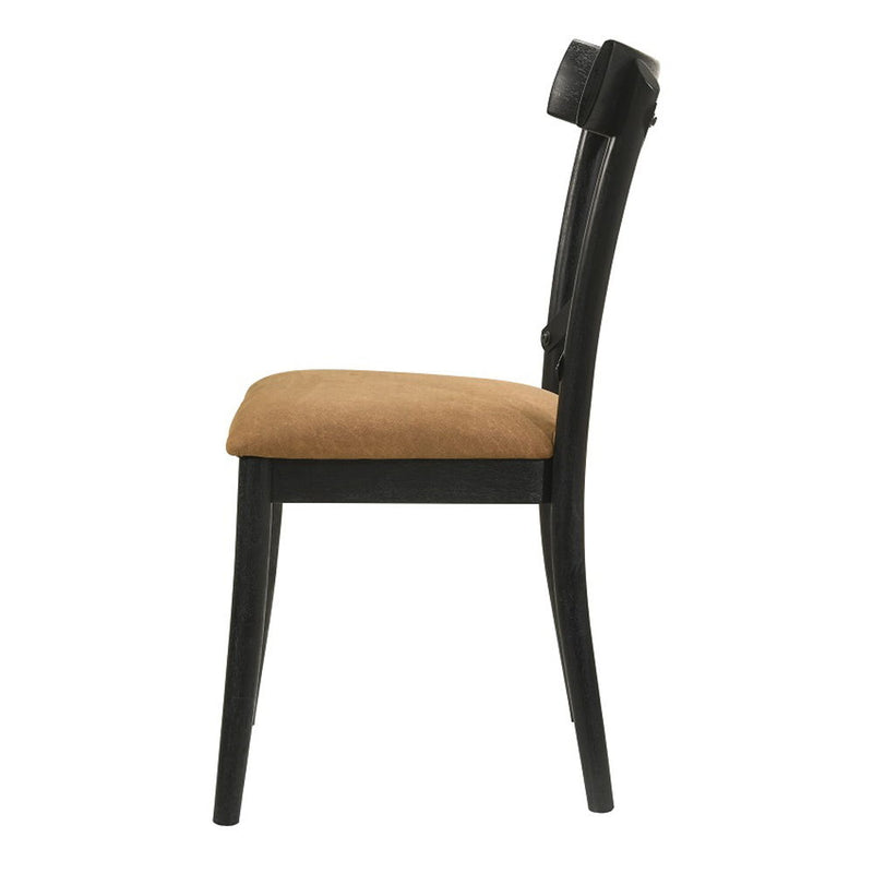 Hillary - Side Chair (Set of 2) - Brown Leather Aire, Walnut & Black