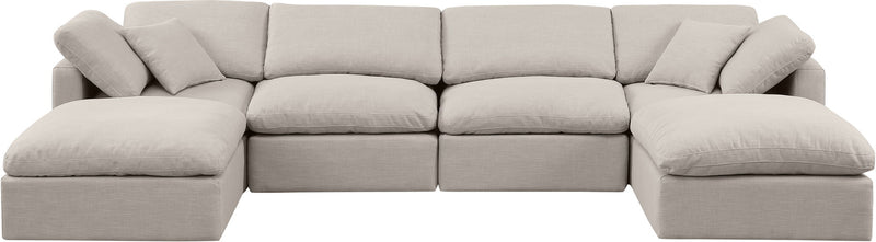Indulge - Linen 6 Piece Modular Double Chaise Sectional