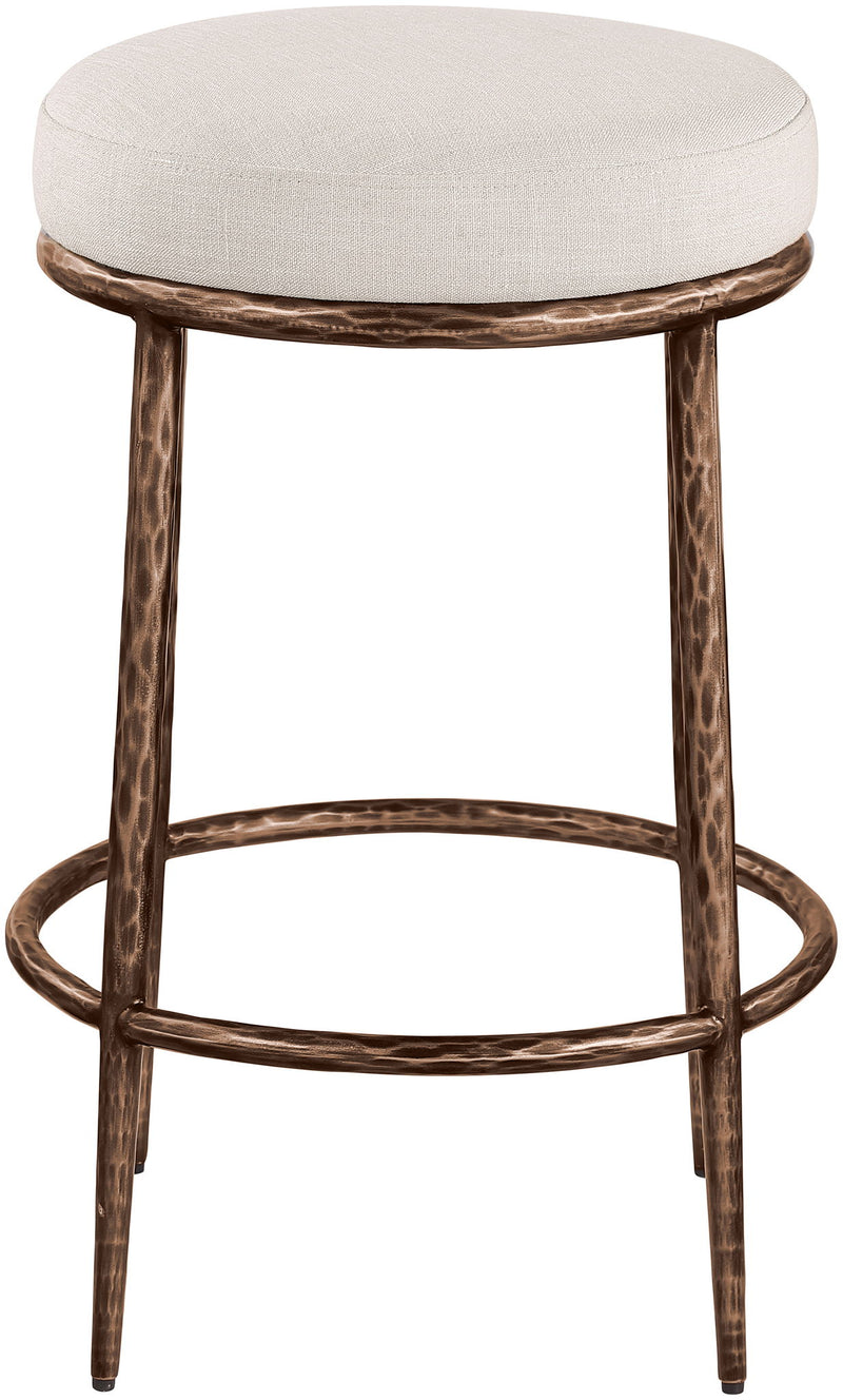 Ferro - Upholstered Backless Counter Stool With Brushed Bronze Base