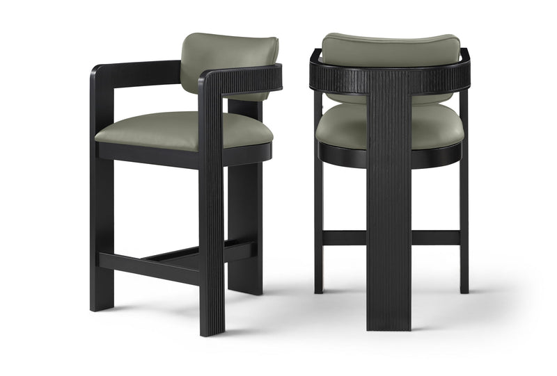 Sacha - Vegan Leather Upholstered Counter Stool With Black Base
