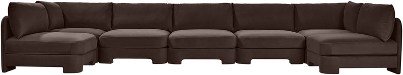 Hammond - Velvet Performance Fabric Upholstered 7 Piece U-Shaped Armless Sectional
