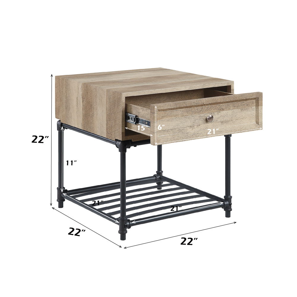 Brantley - End Table - Oak & Sandy Black Finish - 22"