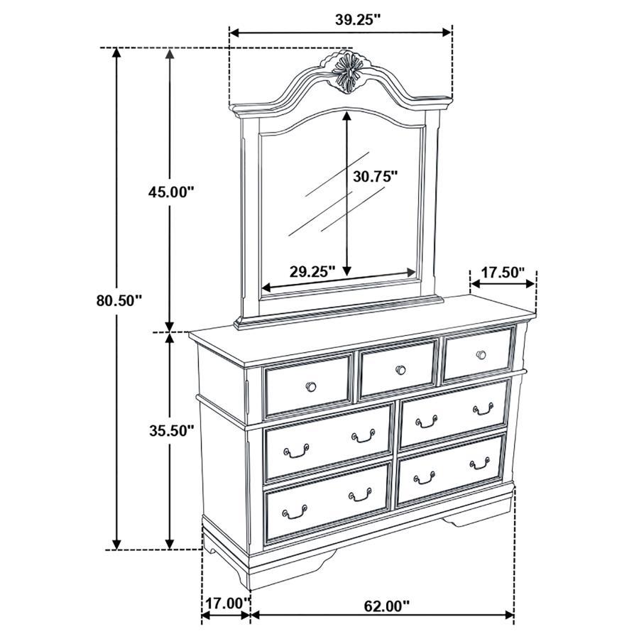 Cambridge - 7-Drawer Dresser With Mirror - Cappuccino