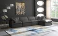 Plush - Velvet Standart Comfort Modular Sectional 4 Piece - Grey - Fabric