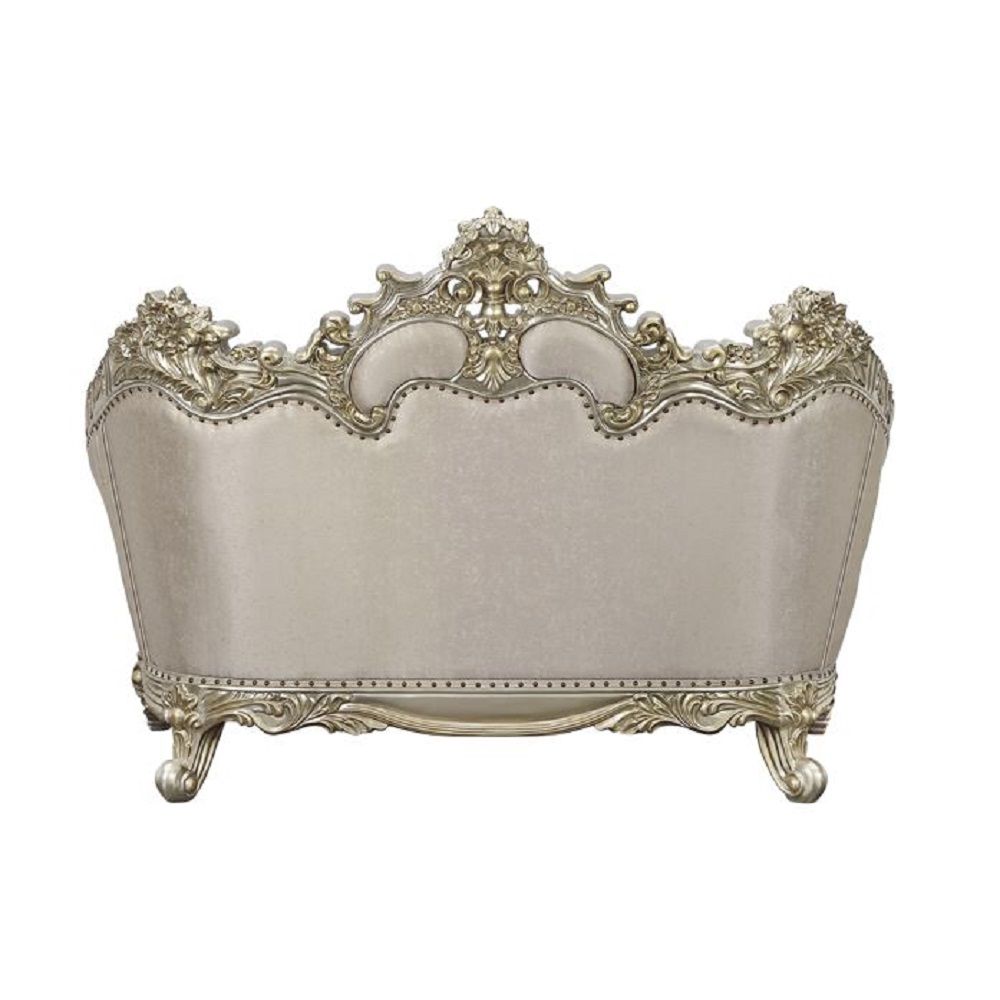 Danae - Loveseat With 5 Pillows - Fabric, Champagne & Gold
