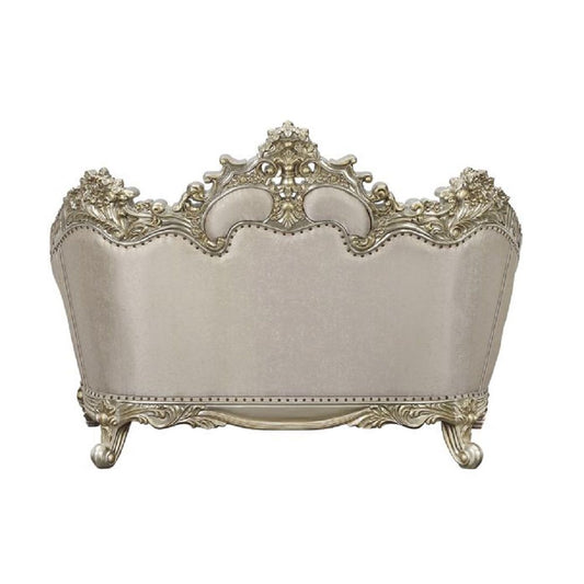 Danae - Loveseat With 5 Pillows - Fabric, Champagne & Gold