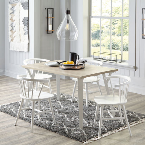 White / 5 Pc. Rectangular Dining Table, 4 Side Chairs